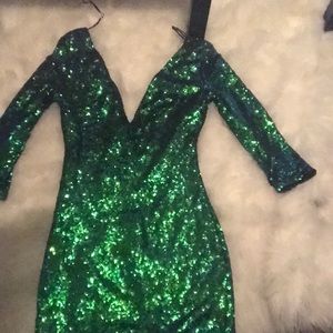 Sequin blue,black, and Green Party dress